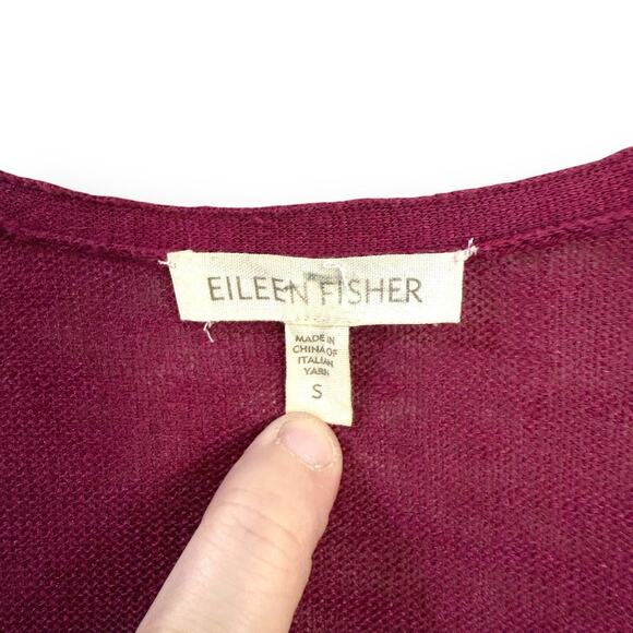 Eileen Fisher Cardigan Womens Small Italian Yarn Linen Silk Lightweight Magenta - Picture 2 of 8